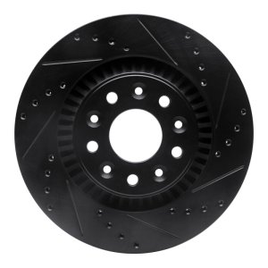 Ford Freestyle Brake Rotor (1) - Front Right - R1 Concepts - Drilled & Slotted - Black - `05-`09